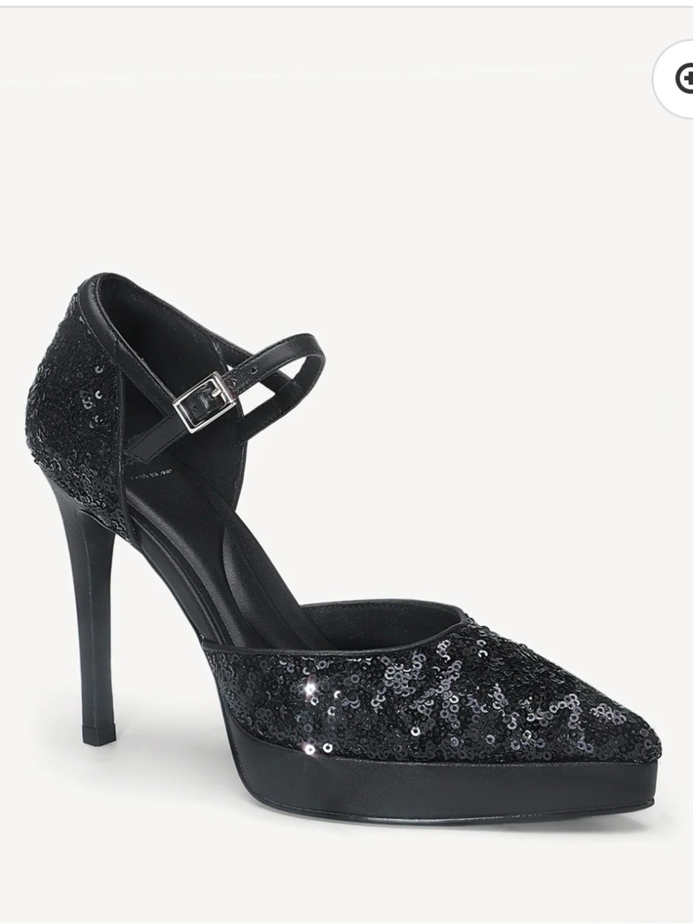 Black Sequin Mary Jane High Heel Pumps